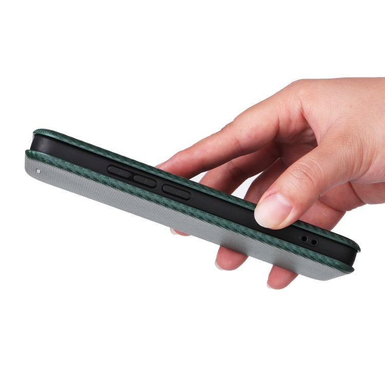 For Redmi K70 Carbon Fiber Texture Flip Leather Phone Case(Green)