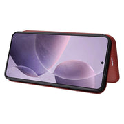 For Redmi K70 Carbon Fiber Texture Flip Leather Phone Case(Brown)