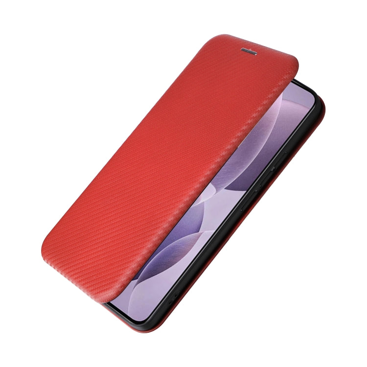 For Redmi K70 Carbon Fiber Texture Flip Leather Phone Case(Brown)