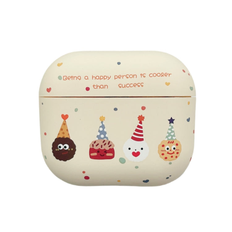 For AirPods 3 Cookies Pattern Earbuds Box Frosted TPU Case(Beige)