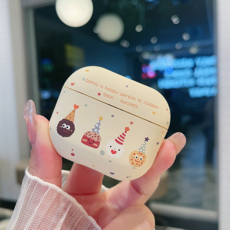 For AirPods 3 Cookies Pattern Earbuds Box Frosted TPU Case(Beige)