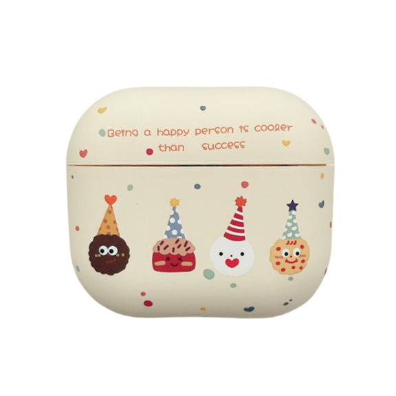 For AirPods 3 Cookies Pattern Earbuds Box Frosted TPU Case(Beige)