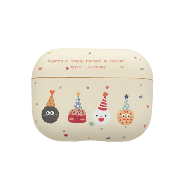 For AirPods Pro Cookies Pattern Earbuds Box Frosted TPU Case(Beige)