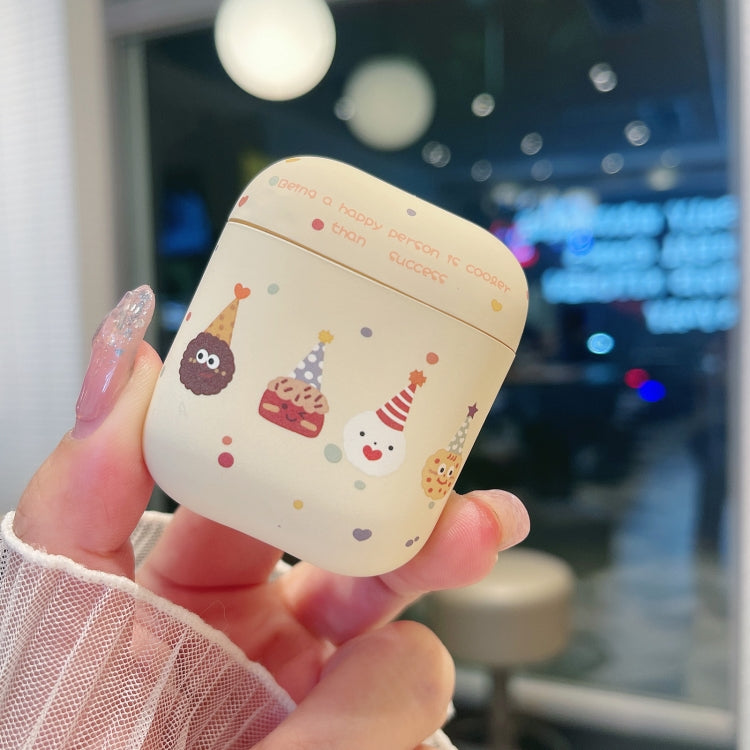 For AirPods 2 / 1 Cookies Pattern Earbuds Box Frosted TPU Case(Beige)