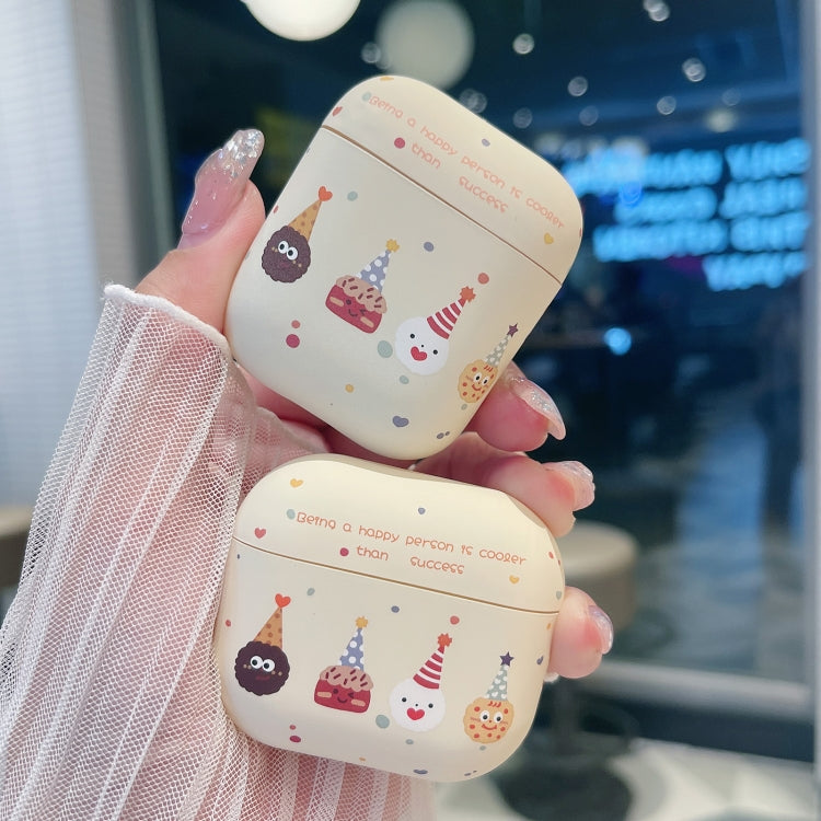 For AirPods 2 / 1 Cookies Pattern Earbuds Box Frosted TPU Case(Beige)