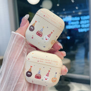 For AirPods 2 / 1 Cookies Pattern Earbuds Box Frosted TPU Case(Beige)