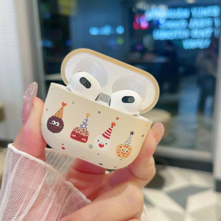 For AirPods Pro 2 Cookies Pattern Earbuds Box Frosted TPU Case(Beige)