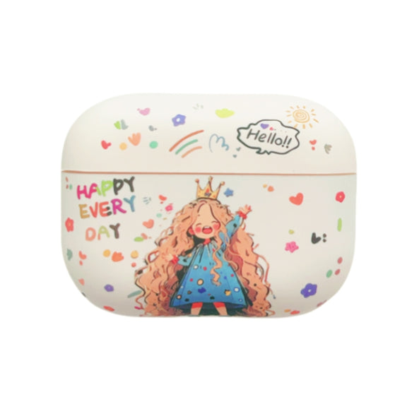 For AirPods Pro 2 Girl Pattern Earbuds Box Frosted TPU Case(Crown)