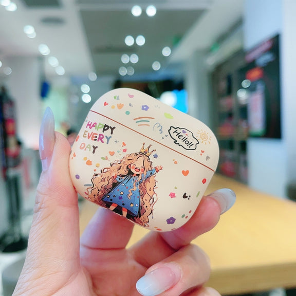 For AirPods 3 Girl Pattern Earbuds Box Frosted TPU Case(Crown)