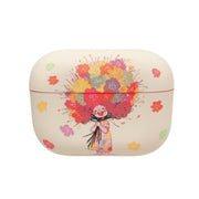For AirPods Pro Girl Pattern Earbuds Box Frosted TPU Case(Flower)