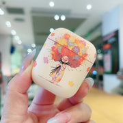 For AirPods 2 / 1 Girl Pattern Earbuds Box Frosted TPU Case(Flower)