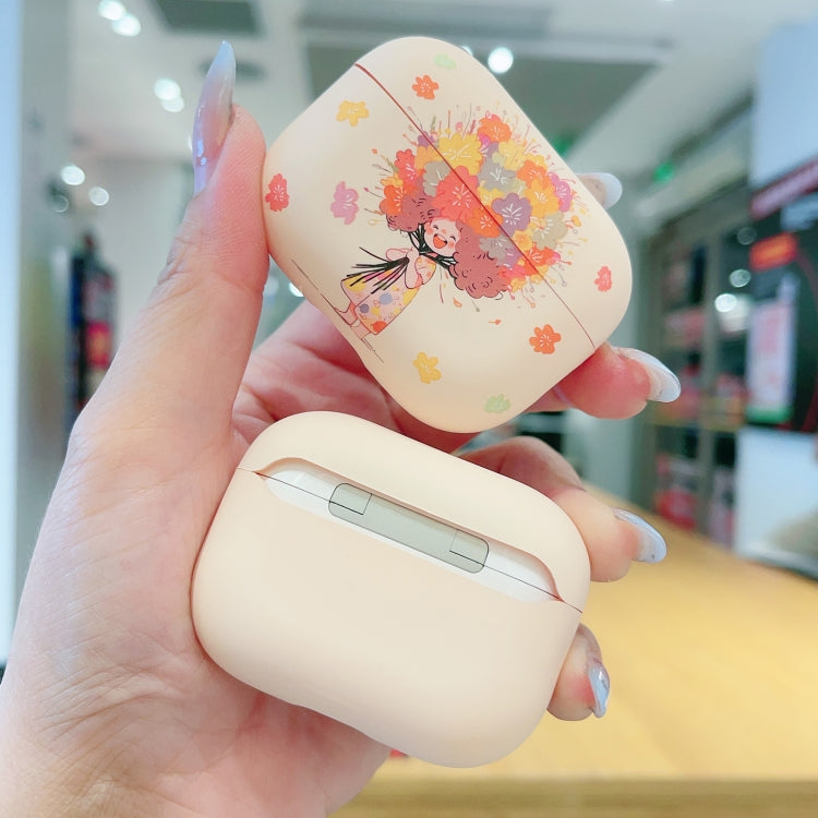 For AirPods 2 / 1 Girl Pattern Earbuds Box Frosted TPU Case(Crown)