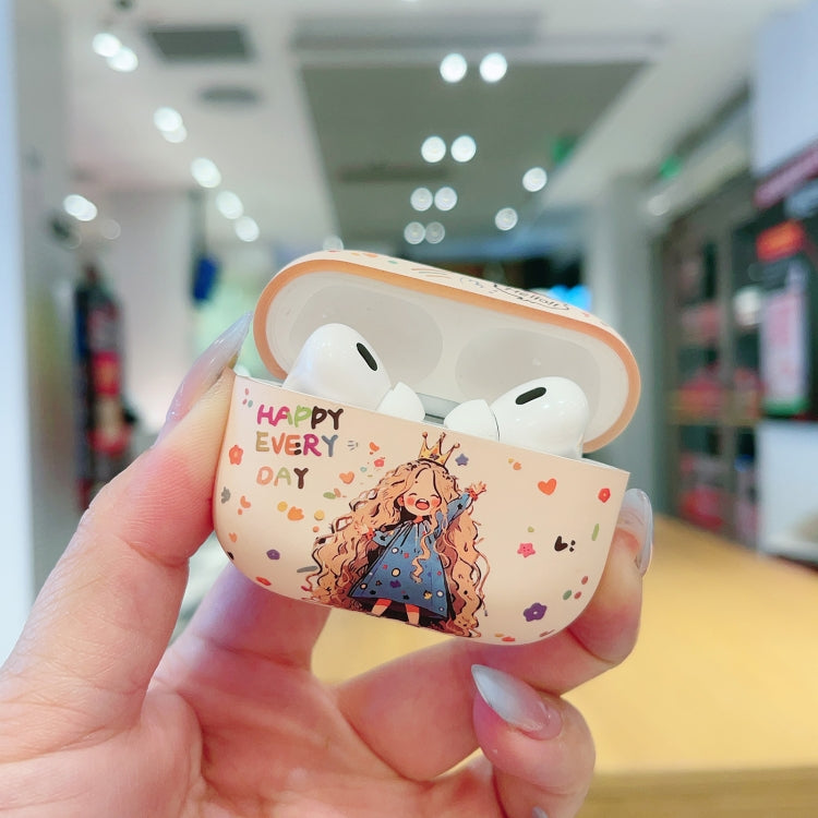 For AirPods 2 / 1 Girl Pattern Earbuds Box Frosted TPU Case(Crown)