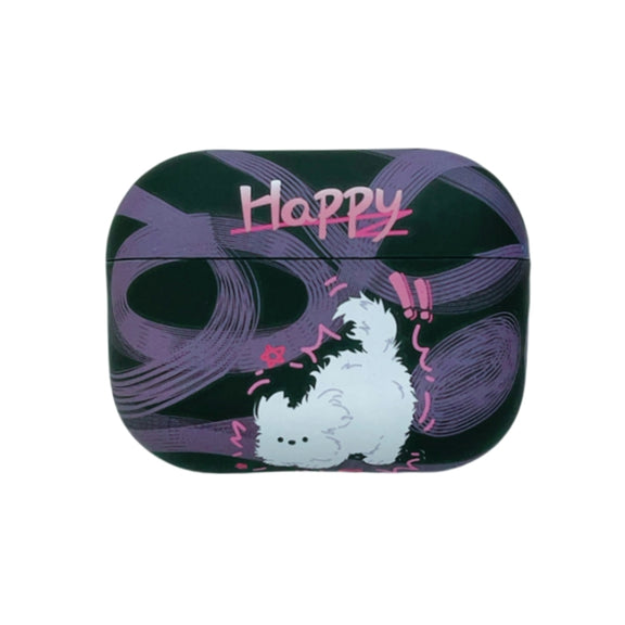For AirPods Pro Cat and Dog Pattern Earbuds Box Frosted TPU Case(Exploring Dog)