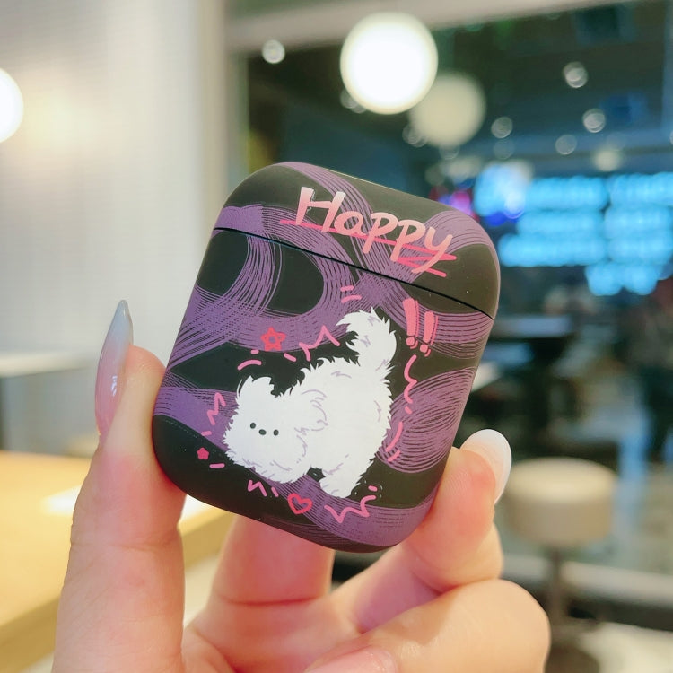 For AirPods 2 / 1 Cat and Dog Pattern Earbuds Box Frosted TPU Case(Exploring Dog)