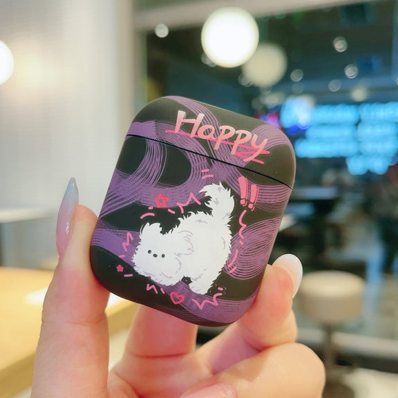 For AirPods 2 / 1 Cat and Dog Pattern Earbuds Box Frosted TPU Case(Exploring Dog)