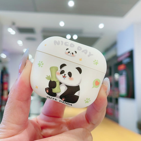 For AirPods 3 Panda Pattern Earbuds Box Frosted TPU Case(Cute Panda)