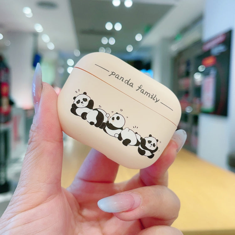 For AirPods Pro Panda Pattern Earbuds Box Frosted TPU Case(Panda Family)