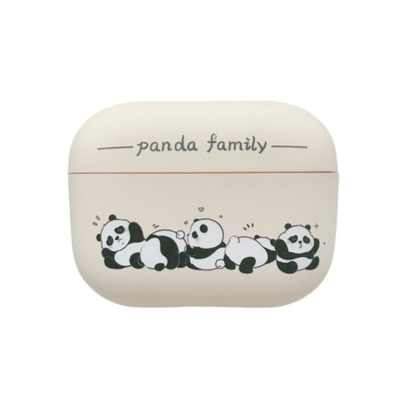 For AirPods Pro Panda Pattern Earbuds Box Frosted TPU Case(Panda Family)