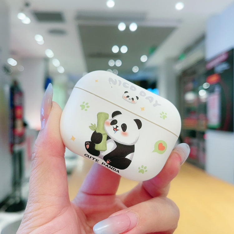For AirPods Pro Panda Pattern Earbuds Box Frosted TPU Case(Cute Panda)