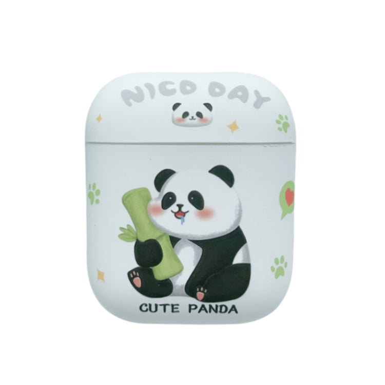For AirPods 2 / 1 Panda Pattern Earbuds Box Frosted TPU Case(Cute Panda)