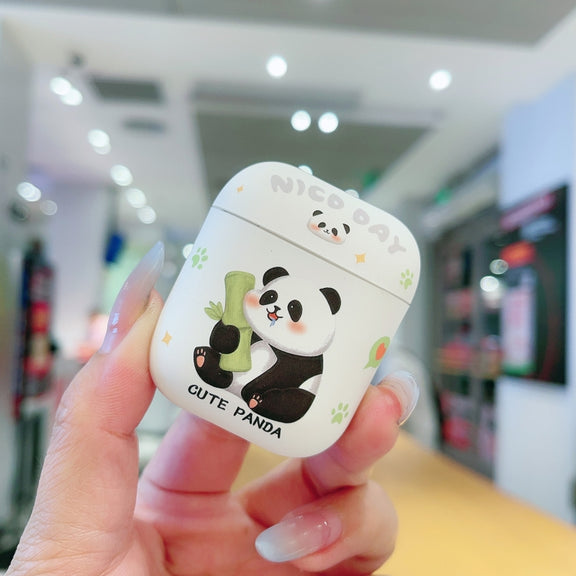 For AirPods 2 / 1 Panda Pattern Earbuds Box Frosted TPU Case(Cute Panda)