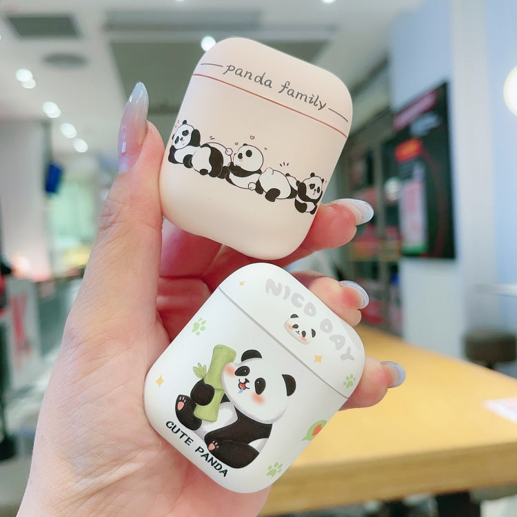 For AirPods Pro Panda Pattern Earbuds Box Frosted TPU Case(Panda Family)