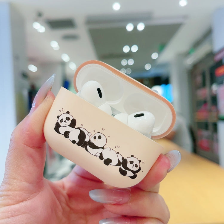 For AirPods Pro 2 Panda Pattern Earbuds Box Frosted TPU Case(Cute Panda)
