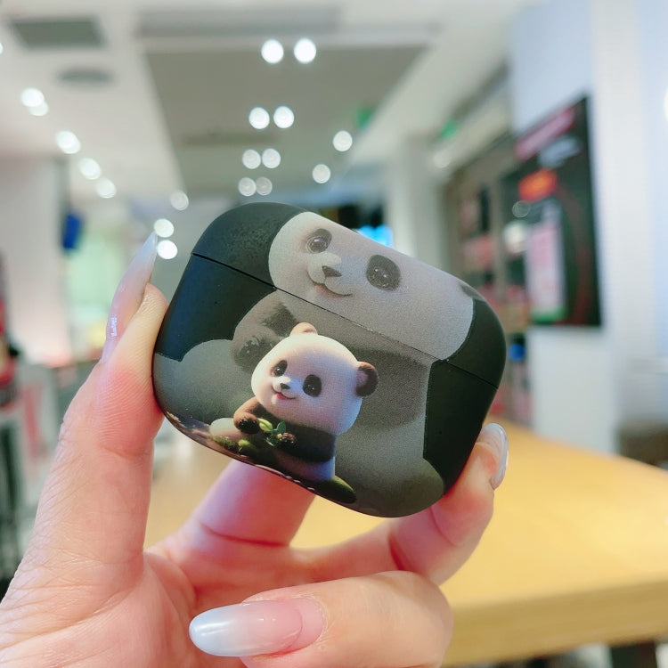 For AirPods Pro 2 Phantom Panda Pattern Earbuds Box Frosted TPU Case(Black)