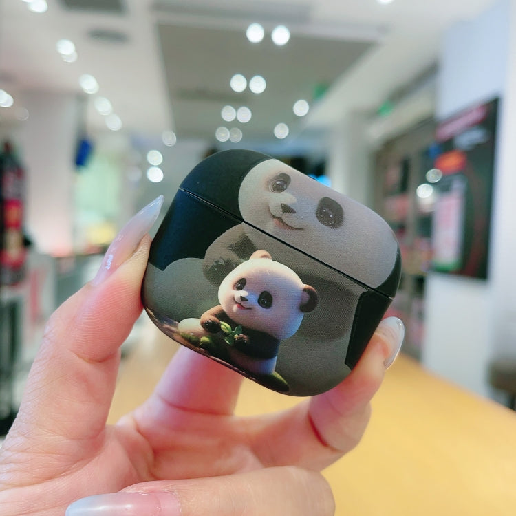 For AirPods 3 Phantom Panda Pattern Earbuds Box Frosted TPU Case(Black)