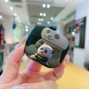 For AirPods 3 Phantom Panda Pattern Earbuds Box Frosted TPU Case(Black)