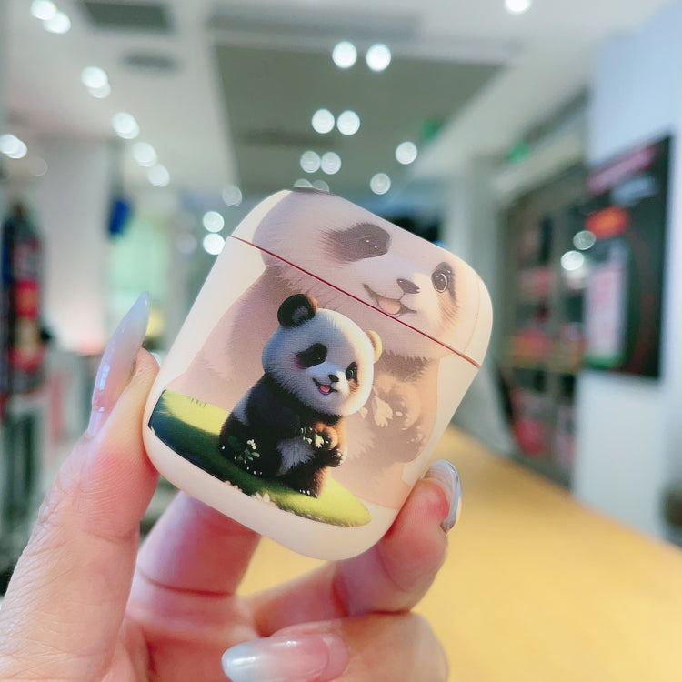 For AirPods 2 / 1 Phantom Panda Pattern Earbuds Box Frosted TPU Case(White)