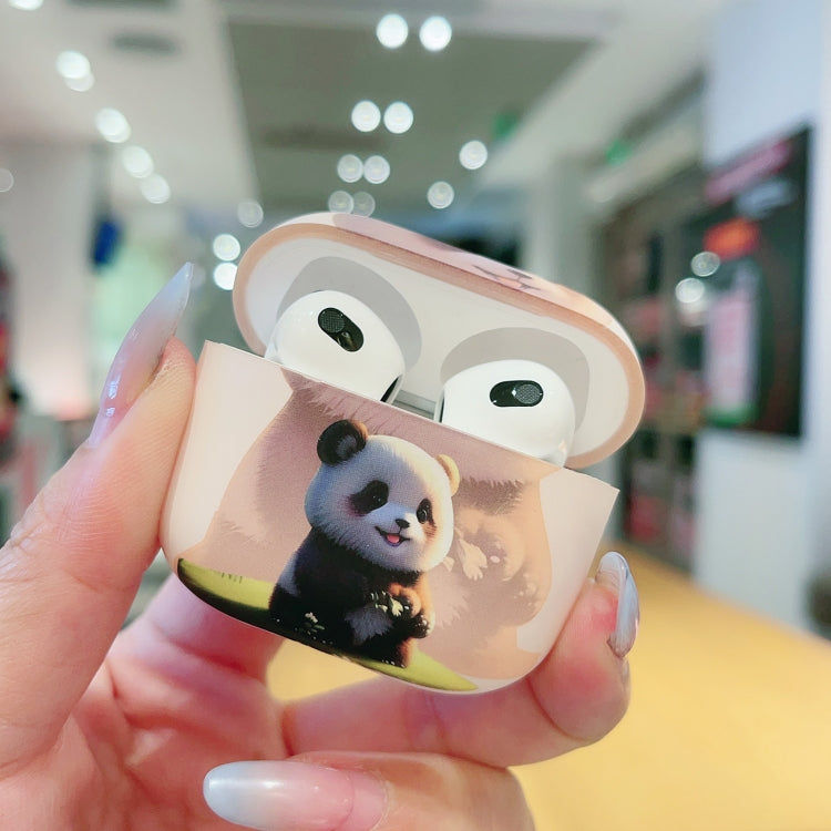 For AirPods 3 Phantom Panda Pattern Earbuds Box Frosted TPU Case(Black)