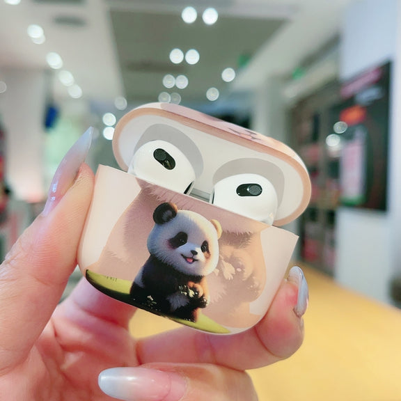 For AirPods 3 Phantom Panda Pattern Earbuds Box Frosted TPU Case(Black)