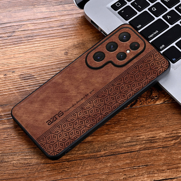 For Samsung Galaxy S25 Ultra 5G AZNS 3D Embossed Skin Feel Phone Case(Brown)