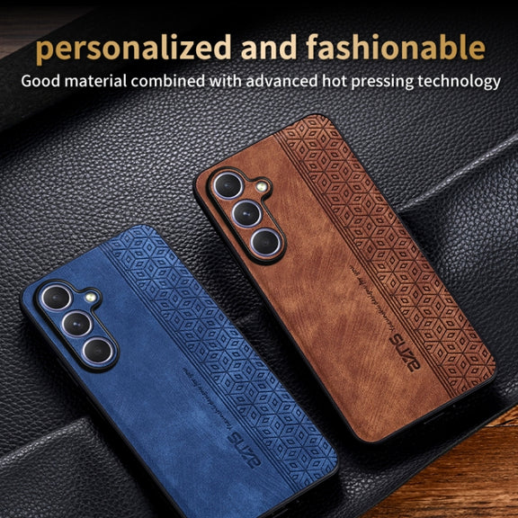 For Samsung Galaxy S25+ 5G AZNS 3D Embossed Skin Feel Phone Case(Brown)