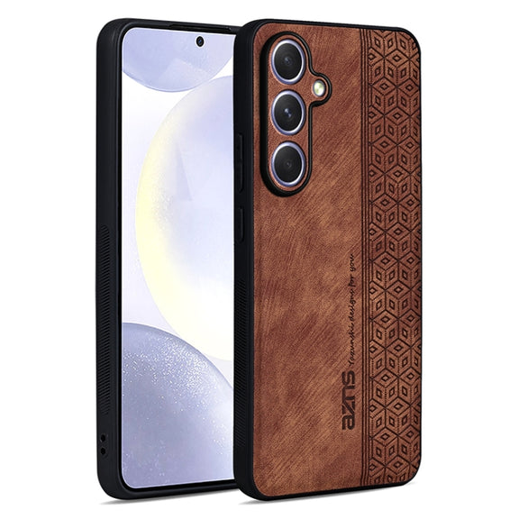 For Samsung Galaxy S25+ 5G AZNS 3D Embossed Skin Feel Phone Case(Brown)