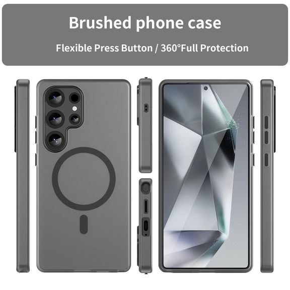 For Samsung Galaxy S25 Ultra MagSafe Frosted Translucent TPU + PC Full Coverage Phone Case(Black)