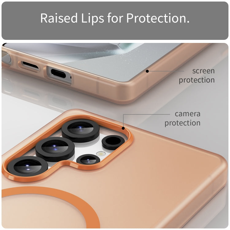 For Samsung Galaxy S25 Ultra MagSafe Frosted Translucent TPU + PC Full Coverage Phone Case(Orange)