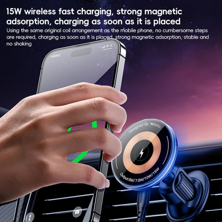 Yesido C308 15W Air Outlet Car MagSafe Magnetic Wireless Charging Holder(Black)