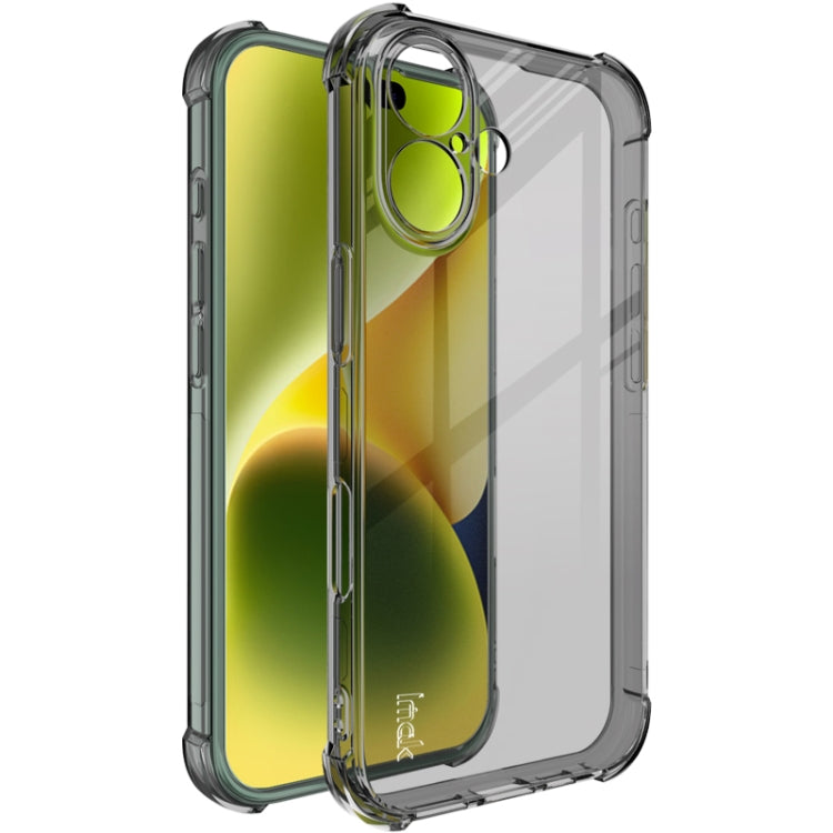 For iPhone 16 imak Shockproof Airbag TPU Phone Case(Transparent Black)