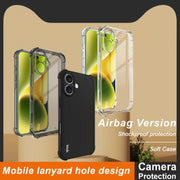 For iPhone 16 imak Shockproof Airbag TPU Phone Case(Transparent Black)