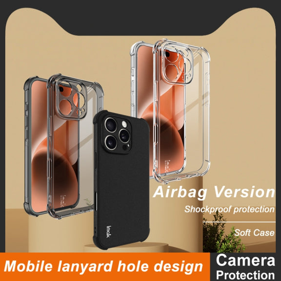 For iPhone 16 Pro imak Shockproof Airbag TPU Phone Case(Matte Black)