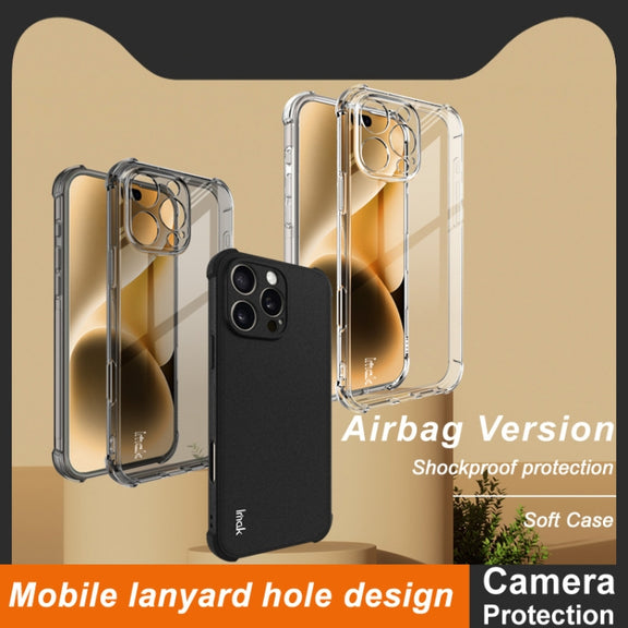 For iPhone 16 Pro Max imak Shockproof Airbag TPU Phone Case(Transparent Black)