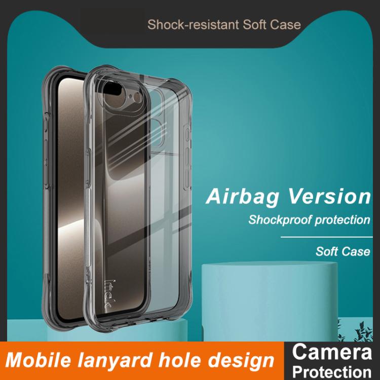 For iPhone 16e imak Shockproof Airbag TPU Phone Case(Transparent Black)
