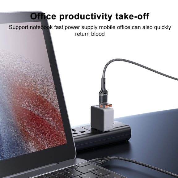 Yesido CA165C 60W USB + USB-C / Type-C to USB-C / Type-C 2 in 1 Fast Charging Data Cable, Length:1.2m(Black)