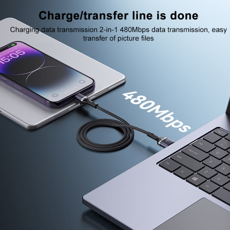 Yesido CA165L 27W USB + USB-C / Type-C to 8 Pin 2 in 1 Fast Charging Data Cable, Length:1.2m(Black)