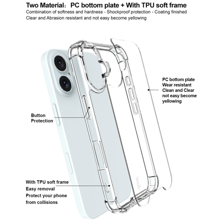 For iPhone 16 IMAK Space Shield PC + TPU Airbag Shockproof Phone Case(Transparent)