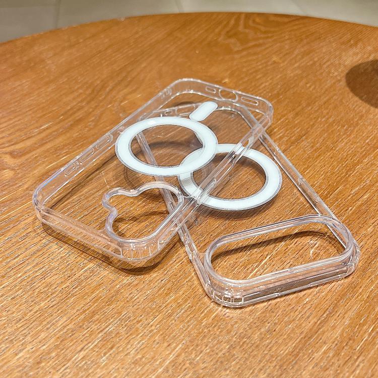 For iPhone 17 Air Large Hole Camera MagSafe Magnetic Clear Acrylic TPU Case(Transparent)