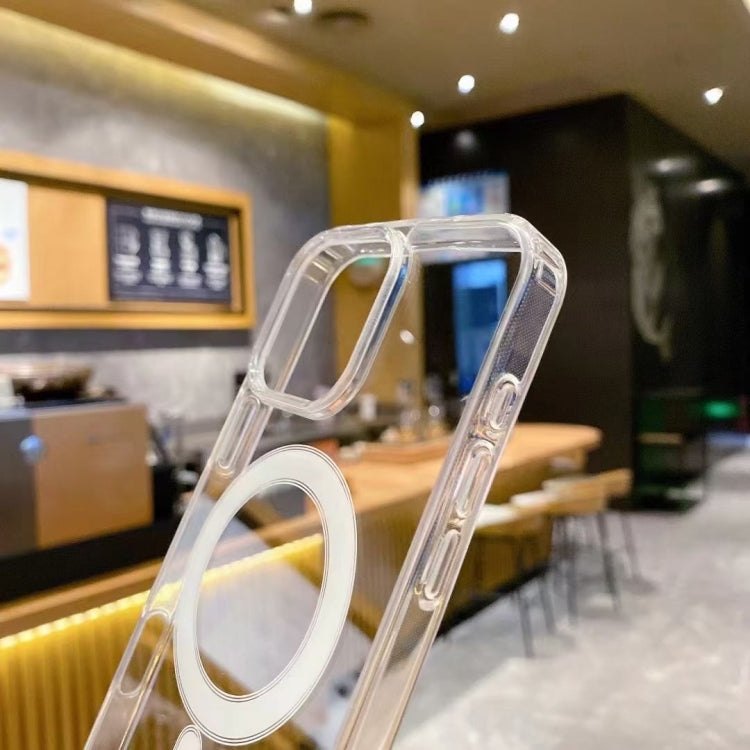 For iPhone 16 Large Hole Camera MagSafe Magnetic Clear Acrylic TPU Case(Transparent)